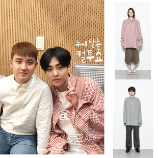 EXO XIUMIN金珉锡同款INDIGO CHILDREN韩国代购正品长袖格子衬衫