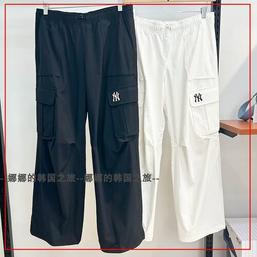 韩国代购MLB女长裤NY标工装裤大口袋凉感宽松阔腿运动裤3FWPB0353