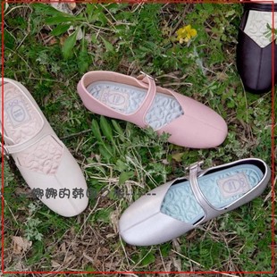 韩国代购rockfish复古平底玛丽珍鞋 minjukim花朵锁扣玛丽珍单鞋