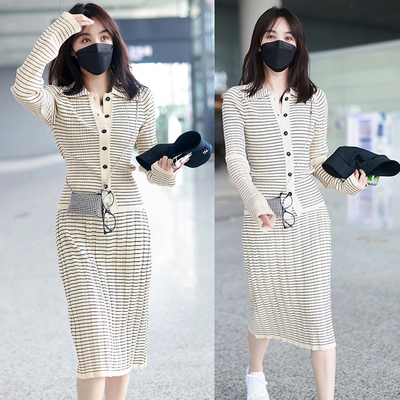 针织春秋条纹明轻熟风H