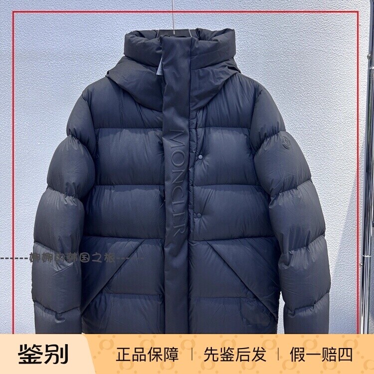韩国代购Moncler盟可睐 黑标logo男士黑武士厚款连帽羽绒服短款