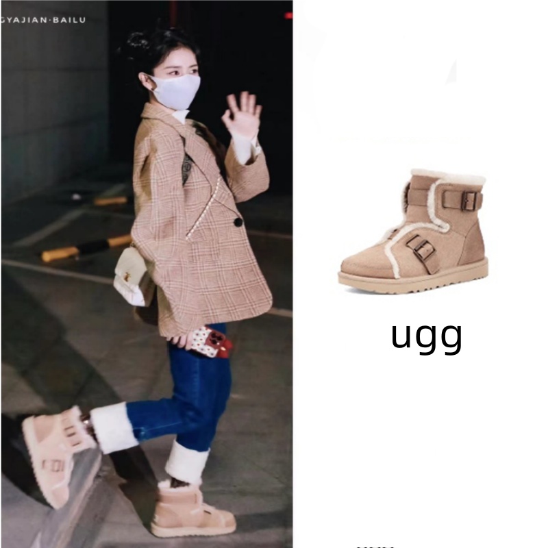 韩国代购UGG雪地靴Dune Mini白鹿同款机车靴女加绒短靴1119431