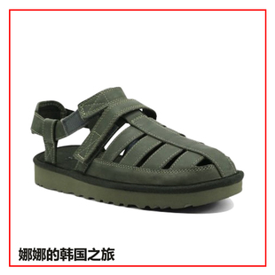 韩国代购正品UGG男子复古牛皮魔术贴沙丘渔夫平底罗马凉鞋1102694