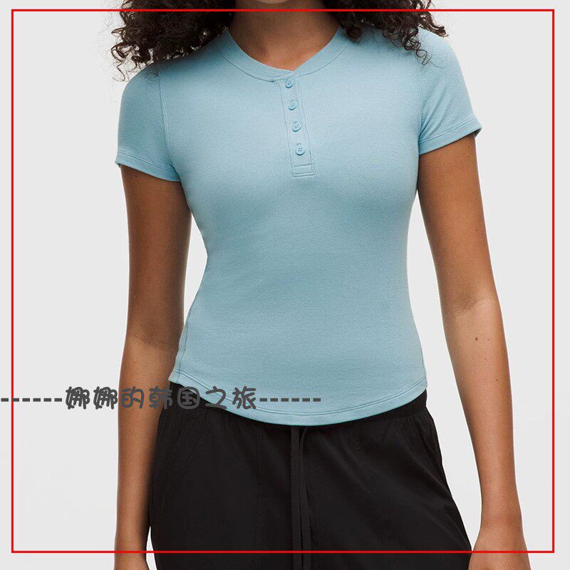 韩国代购lululemon露露乐蒙Hold Tight 女修身短袖T恤上衣LW3IW0S