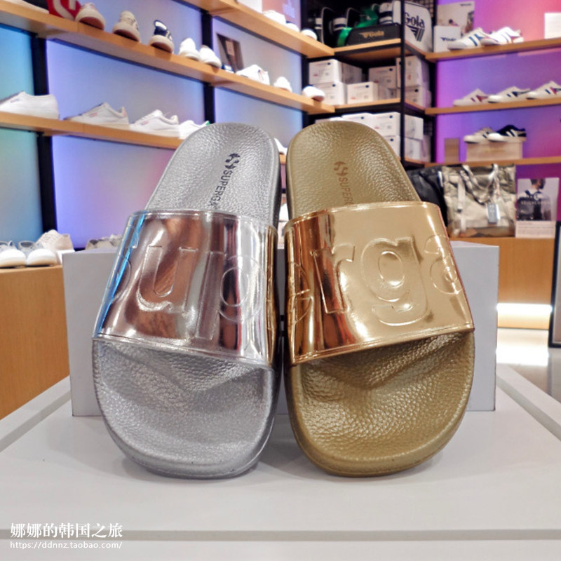 韩国正品代购直发SUPERGA网红男女时尚潮闪亮运动轻拖鞋外穿18夏