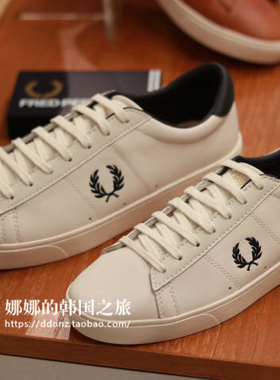 韩国专柜代购直邮 fred perry 皮质小白鞋7521 男女同款情侣板鞋