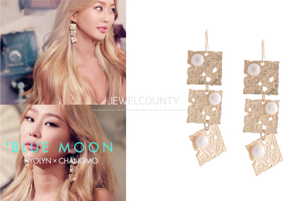 韩国正品代购Jewel County 设计师品牌方形流苏镶嵌气质珍珠耳环