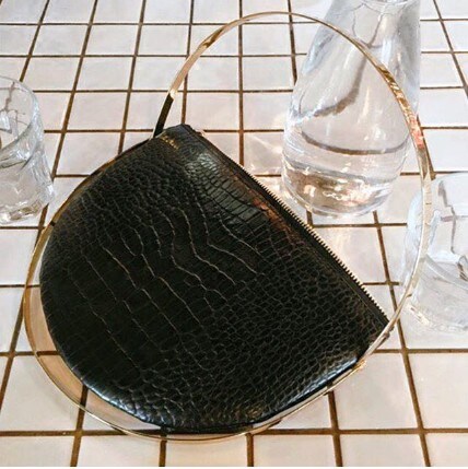 eenk设计师潮牌风金属牛皮手提包