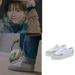 韩国正品代购韩剧任意依恋秀智同款增高系带百搭简约帆布鞋小白鞋