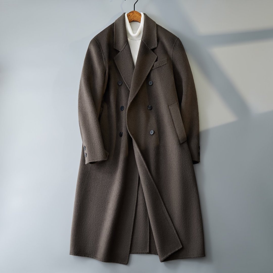 冬季双面呢澳洲羊毛大衣男士