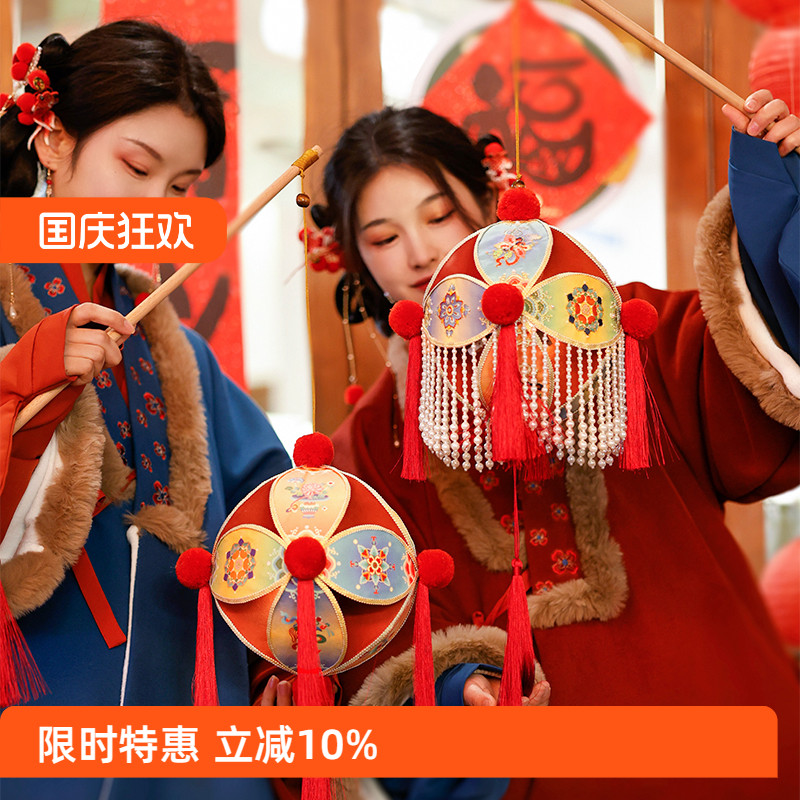 古风滚灯材料包新年小竹编布灯笼