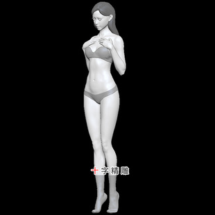 二次元手办stl美女圆雕图三维模型256女性3d打印素材比基尼少女