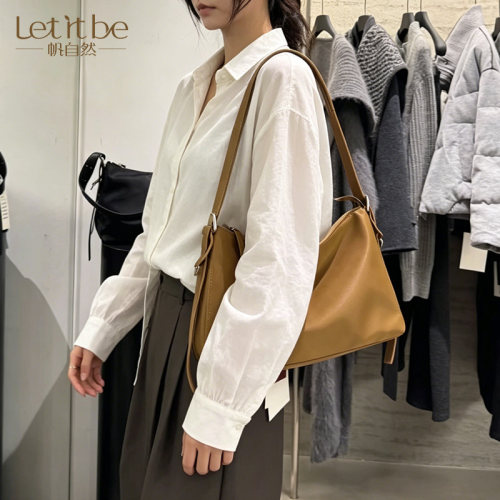 Let it be帆布单肩斜挎尼龙hobo包日常上班通勤小包