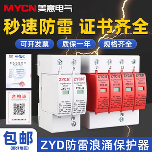 2P家用避雷器三相4P385v电涌保护模块 宗意ZYD一级防雷浪涌保护器