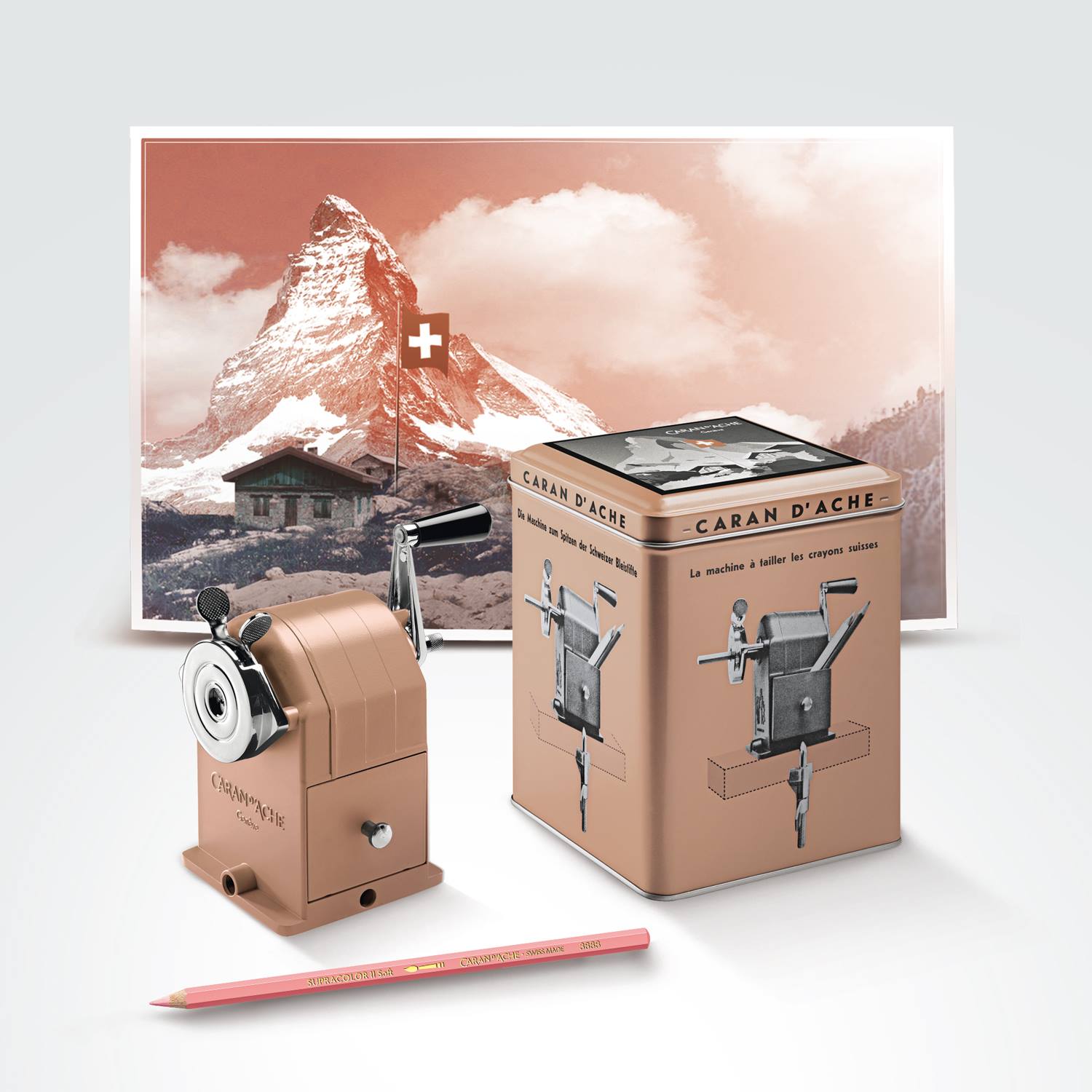 卡达CARAN D'ACHE香槟金金属削铅笔器4478台2018马特洪峰限量款