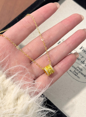 秋冬新款感编织纹项链万花筒轻奢百搭镶钻精致小众设计锁骨链