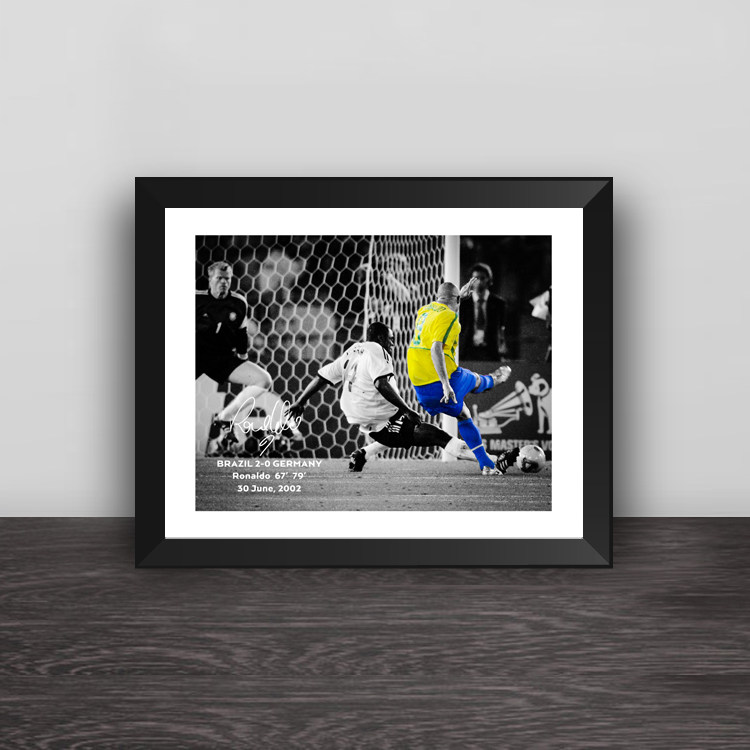 罗纳尔多决赛梅开二度经典实木装饰相框照片墙桌摆挂框摆件壁画