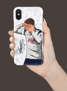 热刺孙兴慜庆祝插画款iphone78XSMAXR6s11 12Proplus磨砂手机壳