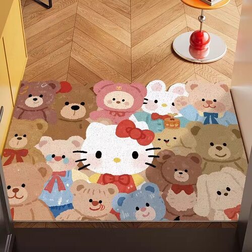 HelloKitty三丽鸥联名周边入户门门口地垫丝圈耐脏防滑蹭土吸尘垫