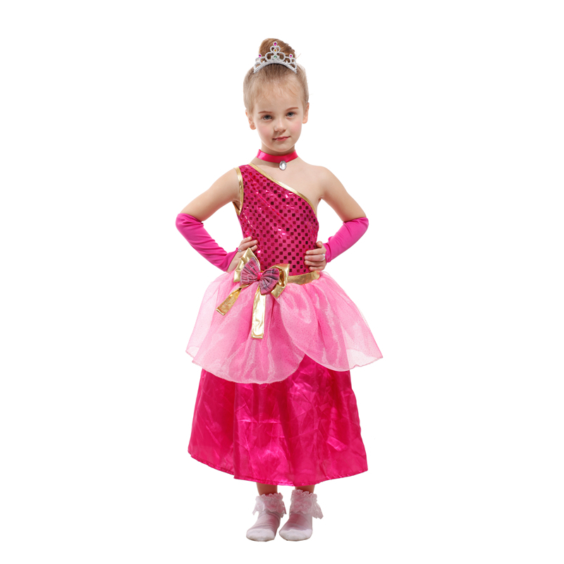万圣节儿童Cosplay化妆舞会服装表演服饰G-0152桃红亮片晚宴装
