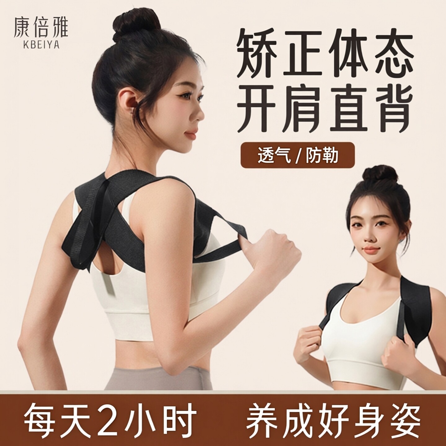 开肩美背矫姿带改善体态隐形驼背矫正器成人矫正带背部开背神器