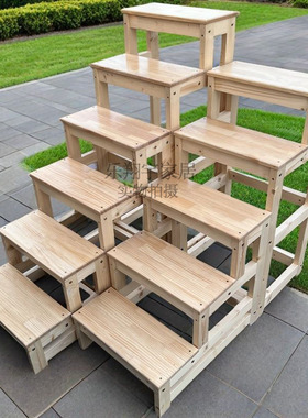 实木楼梯木梯子梯凳家用2步梯子爬梯登高梯小梯子活动木梯