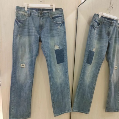 小熊拉链长裤破洞四季潮牌