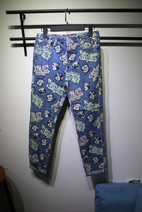 女士宽松小直筒熊熊印花裤 专柜单  包邮