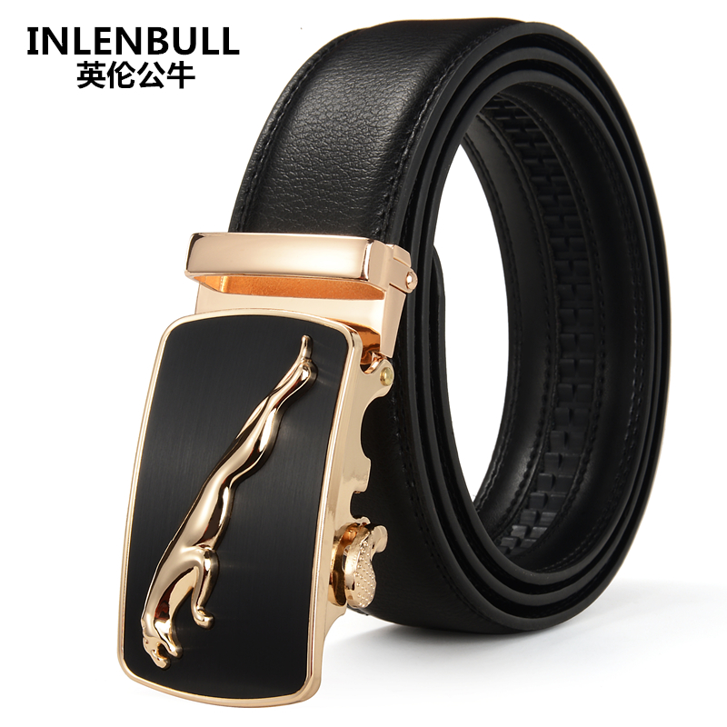 牛仔裤黑色青年休闲风真皮自动扣