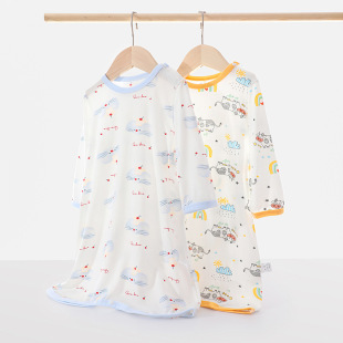 夏季薄款婴儿睡袍凉感莫代尔宝宝儿童睡衣家居服洋气小童长袖睡裙