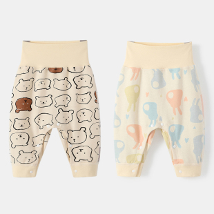 宝宝高腰护肚裤秋裤婴儿开档裤男童女童屁屁裤纯棉打底裤卡通无骨
