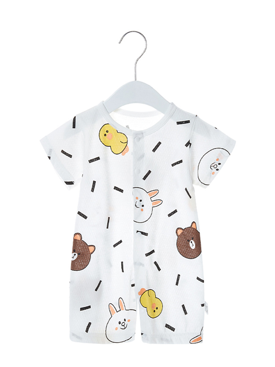BABY ONESIES SHORT SLEEVES THIN BABY AIR CONDITIONING CLOTHES COTTON SUMMER BOYS GIRLS PAJAMAS NEWBORN CLIMBING CLOTHES