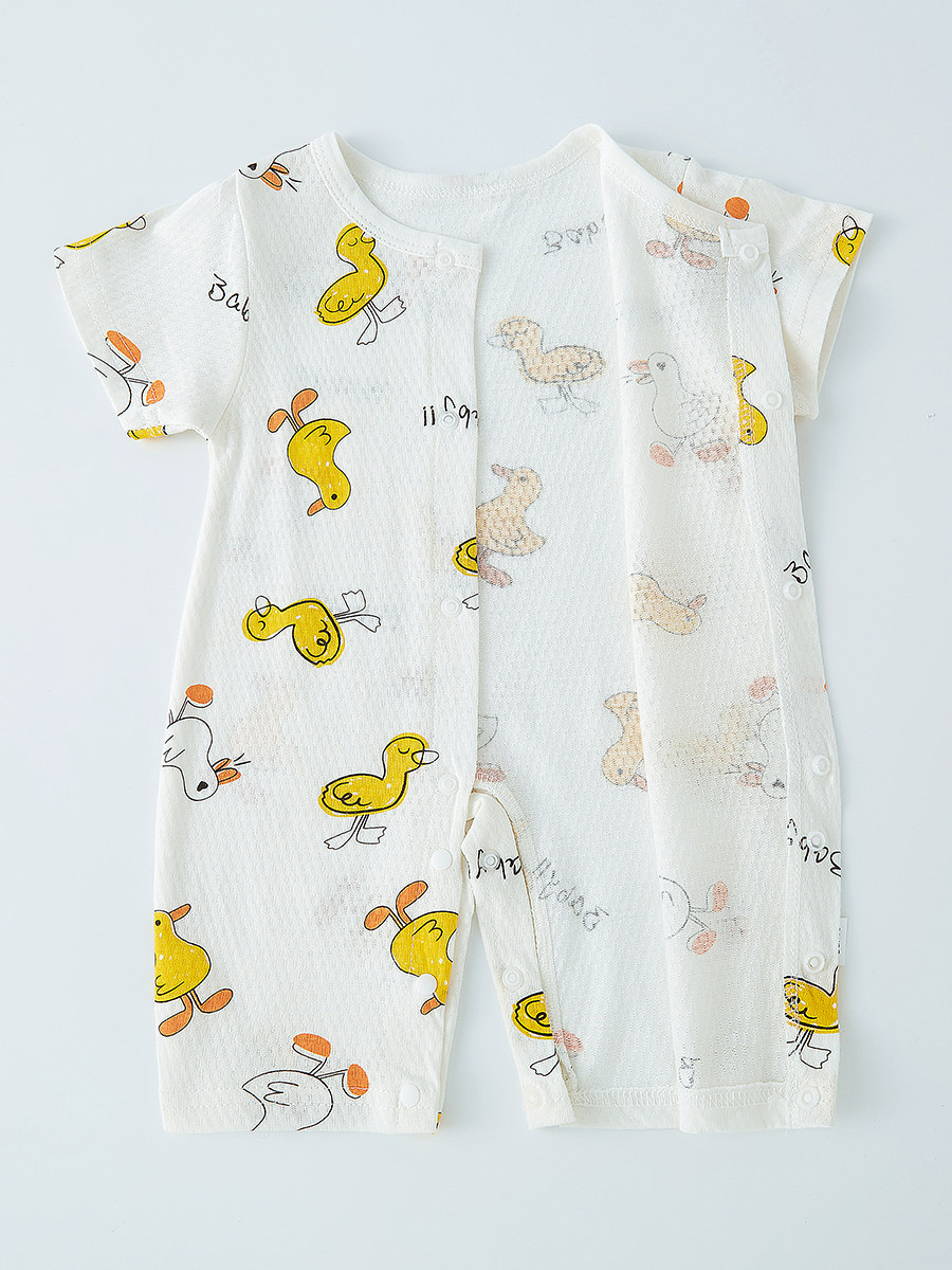 BABY ONESIES SHORT SLEEVES THIN BABY AIR CONDITIONING CLOTHES COTTON SUMMER BOYS GIRLS PAJAMAS NEWBORN CLIMBING CLOTHES