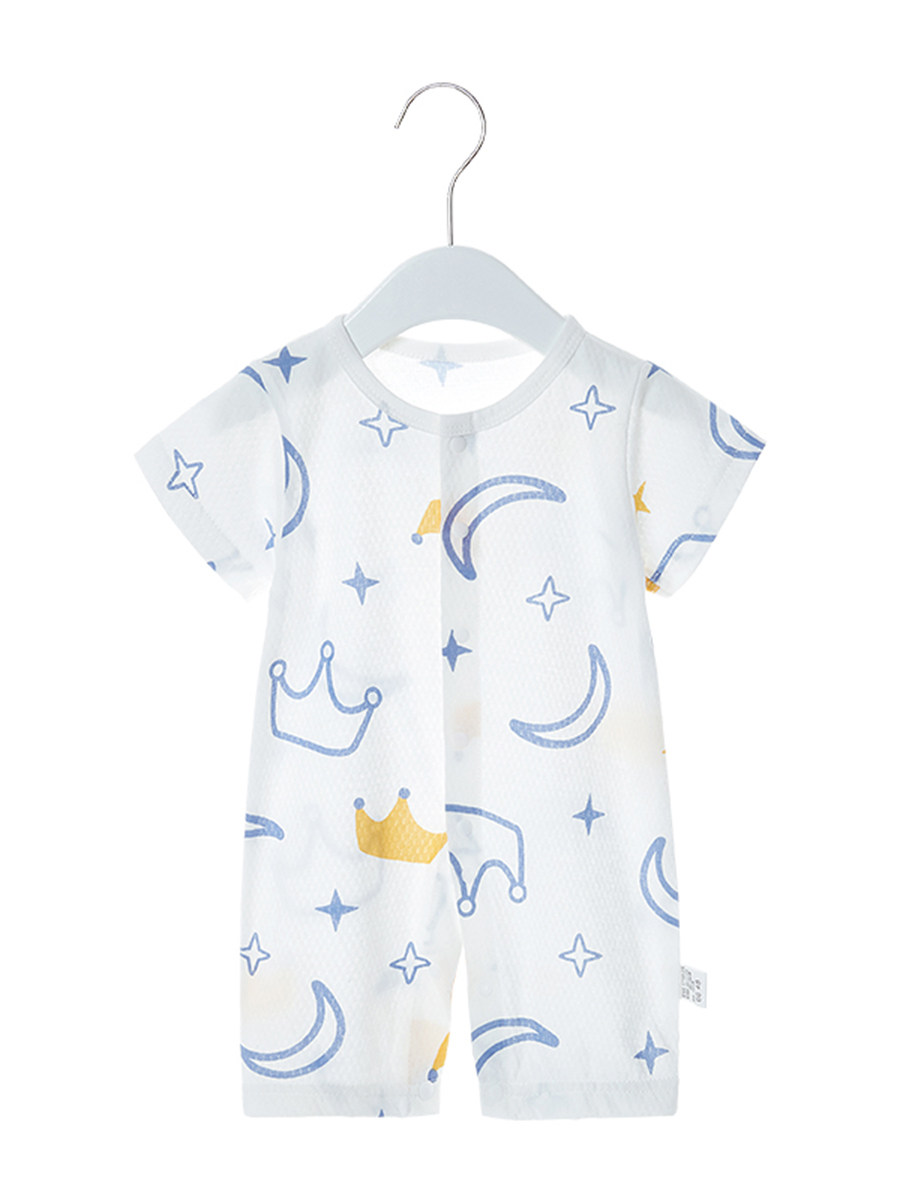 BABY ONESIES SHORT SLEEVES THIN BABY AIR CONDITIONING CLOTHES COTTON SUMMER BOYS GIRLS PAJAMAS NEWBORN CLIMBING CLOTHES