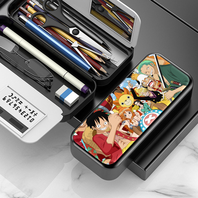 海贼王中小学生文具盒男孩初中生铅笔盒大容量简约儿童笔袋收纳盒