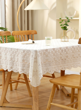 白色蕾丝桌布轻奢高级圆桌正方形台布茶几床头柜沙发冰箱防尘盖布