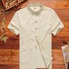 summer Men's Cotton and hemp Short sleeved Middle and old age motion Flax Costume T-shirt Chinese style man Kungfu Online Tai Chi clothes