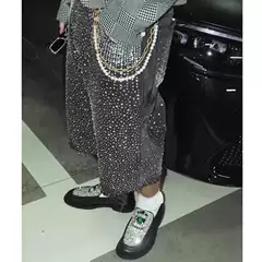 American High Street Borc Style Laser Rhinestone Full-Embellished Denim Capri Pants for Men Trendy Brand ins Niche Cb Shorts