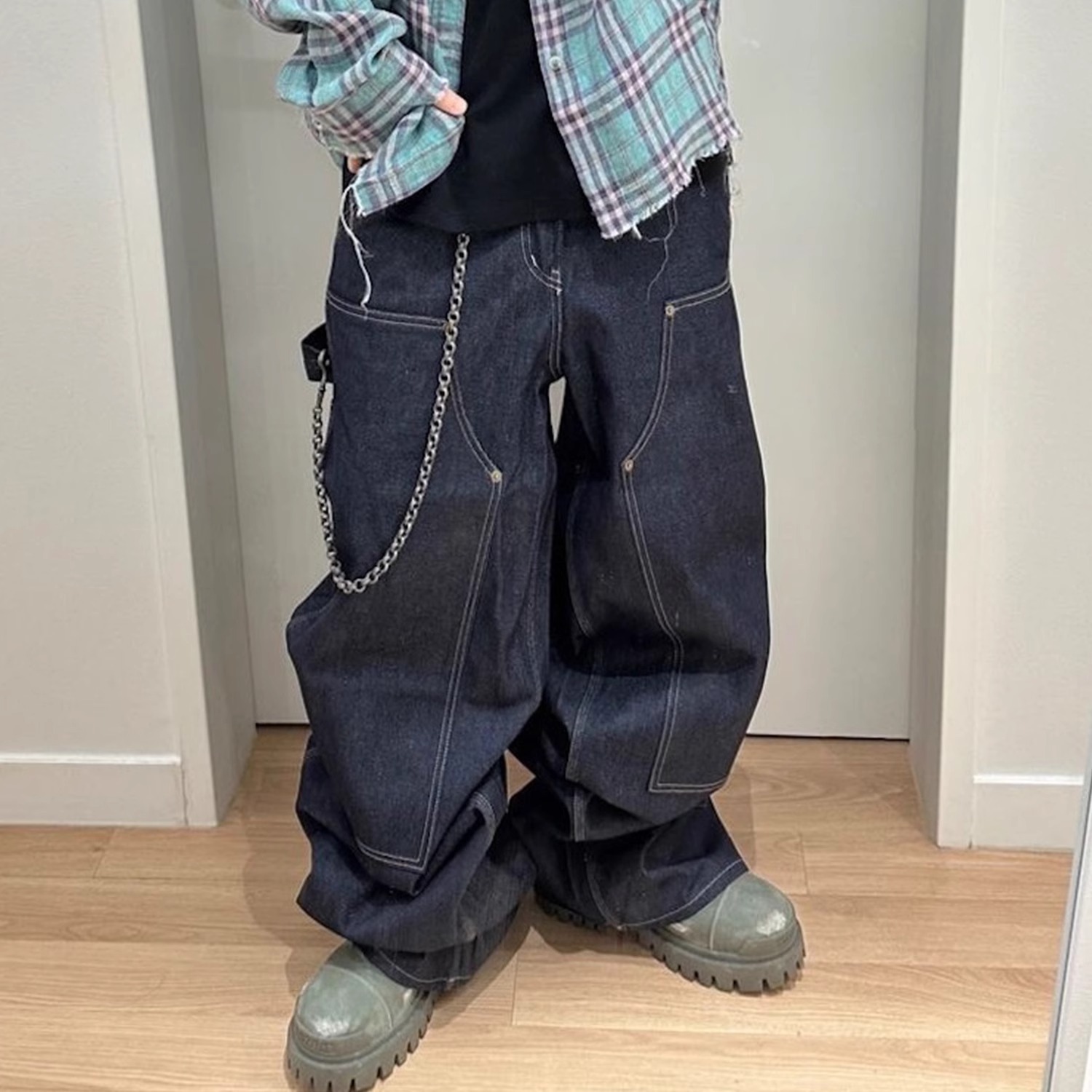 硬挺廓形原牛经典原浆丹宁牛仔裤