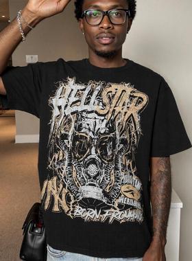FTF美潮牌HELLSTA生化战士满印花短袖vintage高街T恤休闲宽松tee