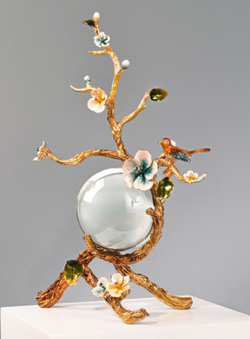 轻奢风珐琅彩摆件客厅茶几桌面摆设现代简约酒柜创意水晶球装饰品