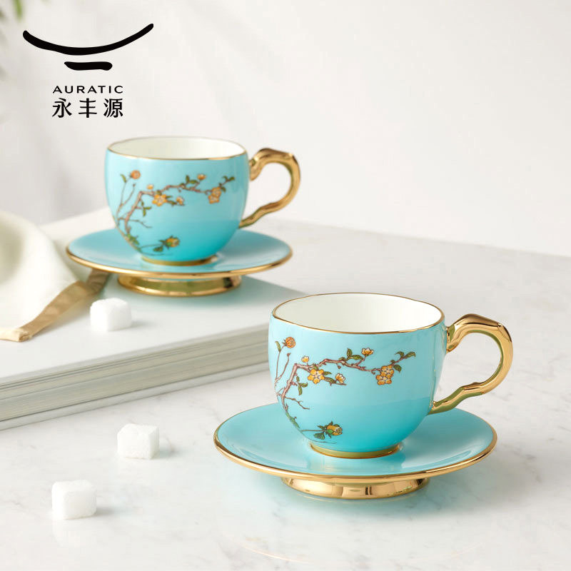 国瓷永丰源夫人瓷西湖蓝咖啡杯女士个人专用高档精致陶瓷杯子高级