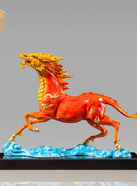 铜艺坊龙马精神铜金属工艺品摆件龙马黄铜器摆件办公室老板桌摆件