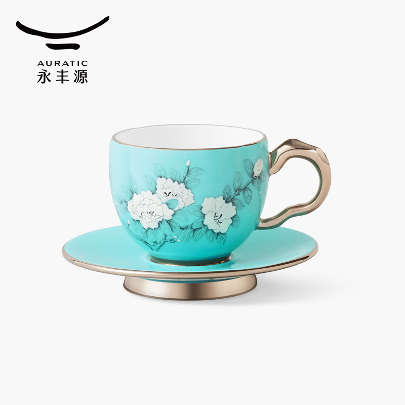 国瓷永丰源手绘蓝陶瓷咖啡杯女士个人专用拉花高档精致杯子高颜值