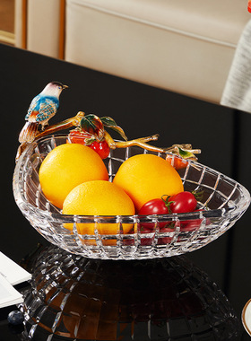 玻璃水晶果盘家用客厅酒店现代创意装饰品办公室茶几零食盘