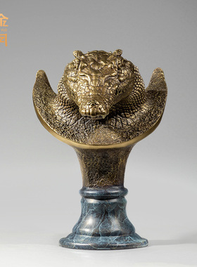 铜艺坊大鳄鱼首黄铜摆件办公室书房客厅铜器装饰鳄鱼工艺品铜摆件