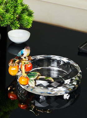 玻璃水晶烟灰缸家用客厅现代酒店会所创意装饰办公室轻奢灰杠