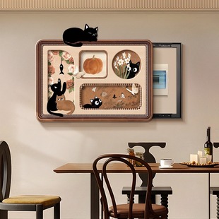 电表箱画装饰画感复古遮挡强电箱开关盒电闸箱网络信号箱挂画