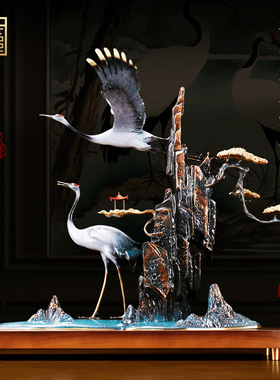 仙鹤摆件全铜松鹤延年家居客厅装饰祝寿送老人长辈贺寿工艺品礼物