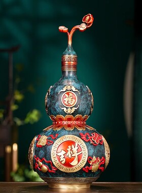 八宝葫芦铜摆件手工工艺品客厅铜葫芦开盖空心挂饰装新中式办公室